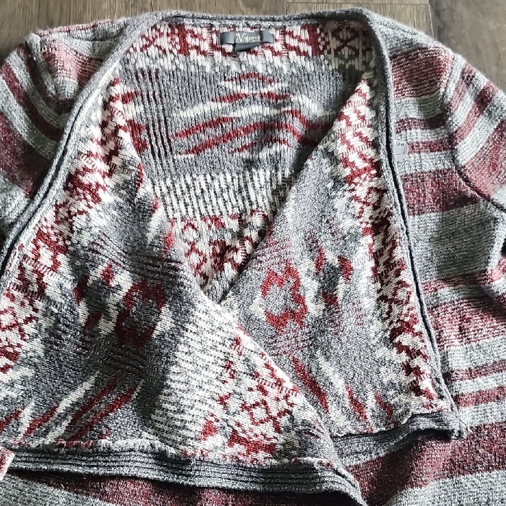 Natural Reflections Sweater Open-Front Stripe Knit Cardigan Aztec Bohemian Large - Picture 5 of 8